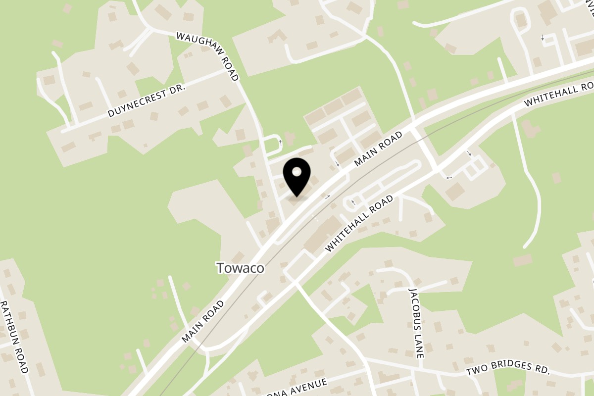 Map showing the location of 900 Degrees Pizza on 626 Main Rd in Towaco